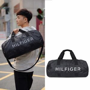 NEW Tommy Hilfiger Black Large lightweight  Foldable Nylon Travel Duffle Bag